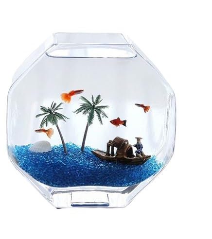 Aquariums créatifs octogonal en verre épais transparent pour la maison, le bureau, petit aquarium