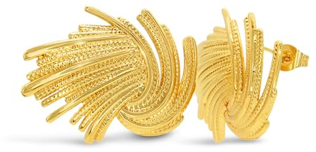 ARS-ARGENTI Statement Ohrringe Damen Mädchen Sterling Silber 925 Gold 18K - hypoallergen