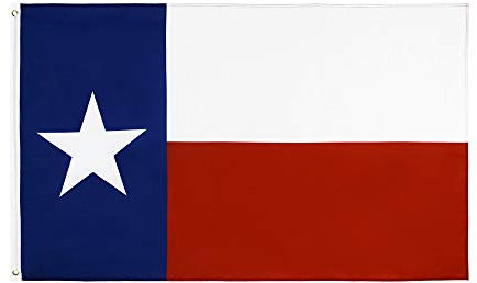 Bandera de Texas de 3 x 5 pies, banderas del estado de Texas, decoración resistente al aire libre con cabecera de lona de colores vivos, bordes de doble costura y dos ojales de latón inoxidables
