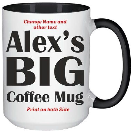 Personalized Ceramic Big Mug Create Your Large Coffee Big Cup, Perfect for Coffee and Tea Lovers (Black)