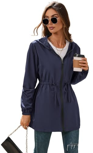 SotRong Veste imperméable à capuche légère et pliable pour femme - Coupe-vent à fermeture éclair - Pour toutes les saisons
