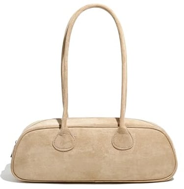Stylor Damen East West Suede Le Teckel Handtasche, aprikose
