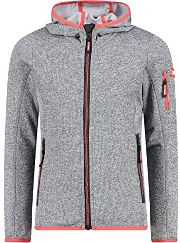 CMP Jungen Outdoorjacke mit Kapuze leichte Softshelljacke Kid Fix Hood Jacket, Farbe:Grau, Größe:152, Artikel:-23UN Antracite/Reef