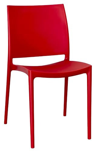 OKAFFAREFATTO MADDALONI Hoher Esszimmerstuhl aus Kunststoff, Farbe Rot, Modell Confort