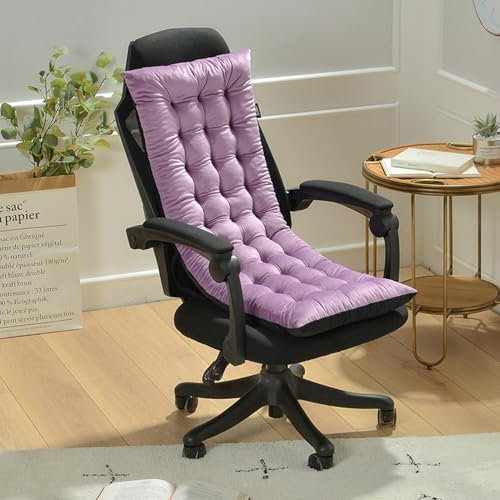 Momooda Dicke Hochlehner Sitzauflagen, Hochlehner Polsterauflage Warme getuftete Schaukelstuhlpolster mit Bändern,Hochlehner Auflagen Innenbereich, Lila, 100x40x8cm