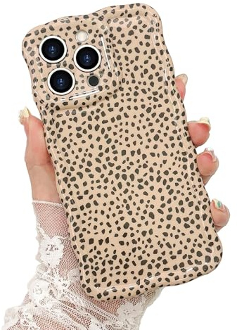 LAPOPNUT Handyhülle kompatibel mit iPhone 14 Pro Max Hülle Leopard Muster Design lockige Wellenform Case Weiche TPU Schutzhülle für iPhone 14 Pro Max Beige