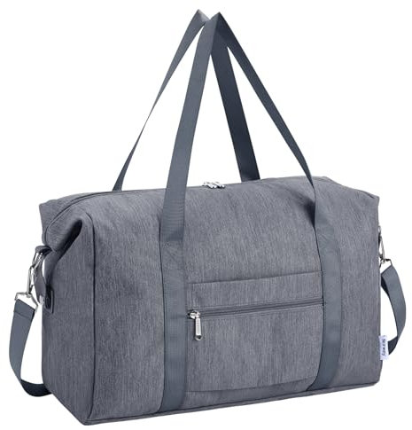 Narwey 20L für Ryanair Handgepäck 40x20x25 & Klein Handgepäck Tasche für Flugzeug - Faltbare Reisetasche Damen & Kliniktasche Geburt Sporttasche Weekender Krankenhaustasche Damen Herren (Grau)