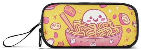 Cartoon Cute White Ramen Gnocchi Nylon Pencil Bag Large Capacity Pencil Case for School Stationery for School Man