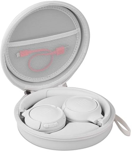 STUKCAZE Headphone Case for JBL Tune 510BT 520BT, Hard Portable Headphone Carrying Case, Over Ear Headphone Storage Protective Case (White)