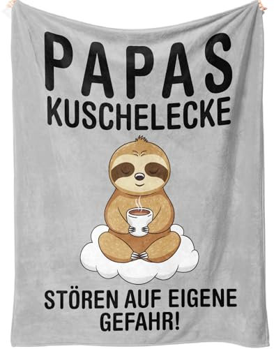 SECOGM Papa Geschenk Geburtstag Vatertagsgeschenk für Papa, Bester Papa Geburtstagsgeschenk, Faultier Kuscheldecke für Papa von Tochter Sohn, Geschenke für zum Weihnachten Valentinstag 152x127cm