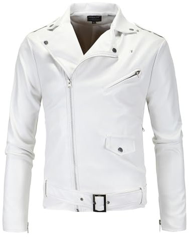 Giacca di Pelle Casual da Uomo, Giubbotto Manica Lunga Finta Pelle Biker Casuale Cotone Moda Giacca a Vento per Le Mezze Stagioni Giubbotto Moto Uomo 4 Stagioni Giacca Leggera Chiodo Pelle Uomo