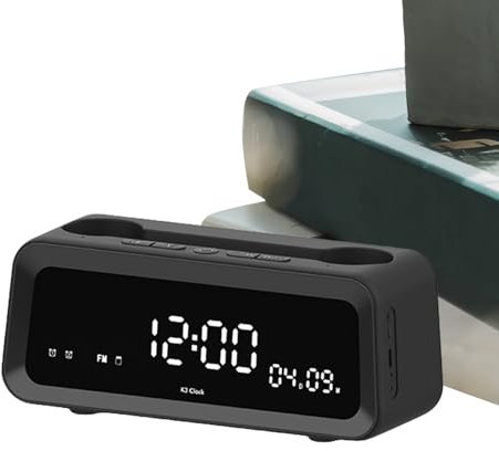 Générique Réveil Haut-Parleur - Enceinte Connectée avec Affichage de la Température - Enceinte sans Fil Multifonction Antidérapant pour Bureau et Salon