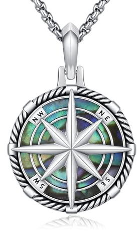 OHAYOO Kompass Anhänger Kette mit Foto 925 Sterling Silber Medaillon zum Öffnen Piraten Kette für Herren Damen