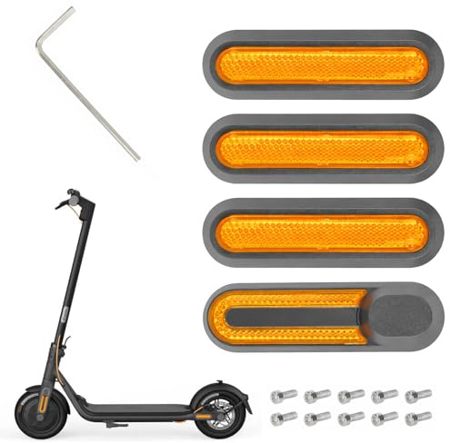 BOBITALK Lot de 4 accessoires de trottinette électrique avec vis, accessoires de scooter Xiaomi, réflecteurs, cache de protection réfléchissant, jaune, pour Xiaomi M365, Pro, 1S, Pro2, Mi3