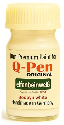 Q-Pen Original BODBYN Elfenbeinweiß - off-white Satin - Farbanmutung LACKSTIFT – Premium Möbelretusche – 10 ML – Handmade in Germany