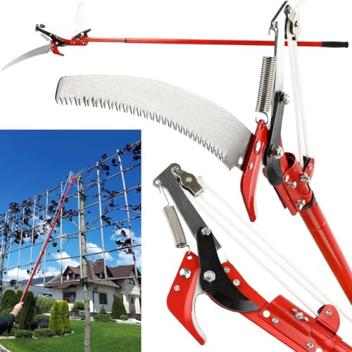 Teleskop-Hochentaster 170-275cm mit Säge 35cm, Hartstahlklingen, Seilhebel, verstärktes Teleskopsystem, ideal zum Schneiden von hohen Ästen, Büschen, Schrauben und Bäumen ohne Leiter