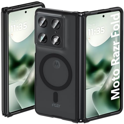OWKEY Hülle für Motorola Razr Fold 2026 [Kompatibel mit MagSafe] Translucent Matt, Militärischer Fallschutz, Kratzfest Hart PC Hardcase Handyhülle für Motorola Razr Fold 8,1,Schwarz