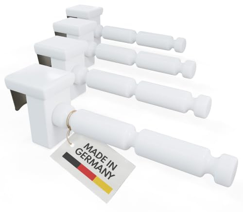 dekohaken24.de 4x Fensterhaken/Dekohaken mit Distanzhalter - Größe L für noch mehr Abstand zur Fensterscheibe - ideal für Fenster- oder Weihnachstdekoration, Klemmbereich 10-27 mm (weiß, L)
