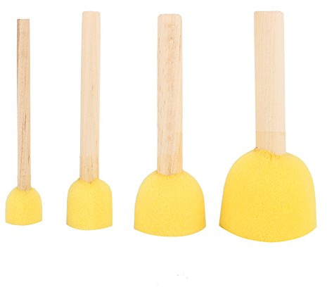 SUPYINI Brosse à Pochoir Artisanale Ronde 11x7x4, Paquet de 4, Manche en Bois, Pochoir, Brosse en Mousse éponge, Outil de Peinture Artisanale pour Meubles