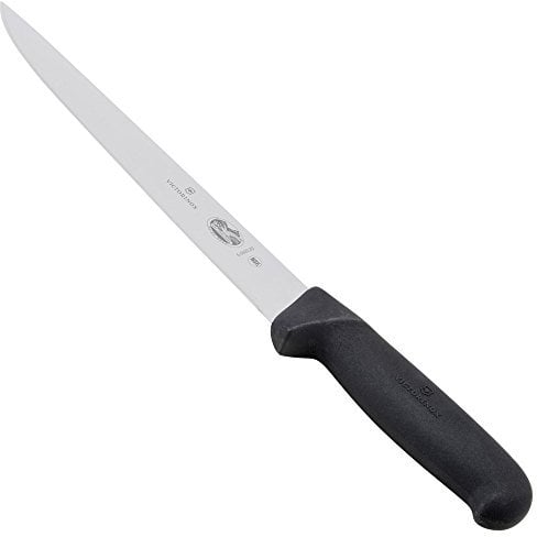 Victorinox Fibrox Schlacht-/Bankmesser, Zerlegemesser zum Zerteilen großer Fleischstücke, 20 cm, Gerade Klinge, Scharf, Rostfreier Stahl, Schwarz