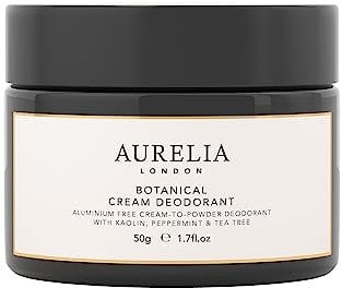 Botantical Natural Cream Deodorant | Aluminum Free Anti-Perspirant Alternative with Arrowroot and Kaolin Clay | Kaolin, Peppermint & Tea Tree | Women and Men | Aurelia London 50g