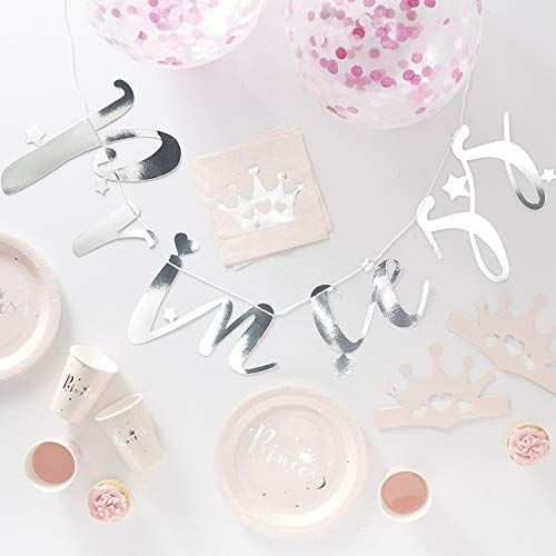 Ginger Ray Gold Foiled Silver Princess Party Geburtstagsfeier-Set, metallisch