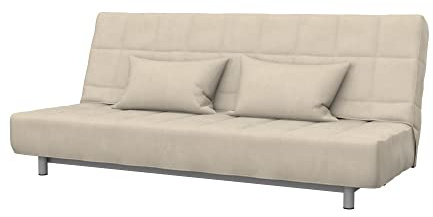 Soferia Sofabezug Kompatibel Mit BEDDINGE 3-er Bettsofa Sofaüberzug Sofaüberwurf Sofaschoner Cover Einfache Reinigung Allergiefrei Wasserabweisend Majestic Velvet Beige