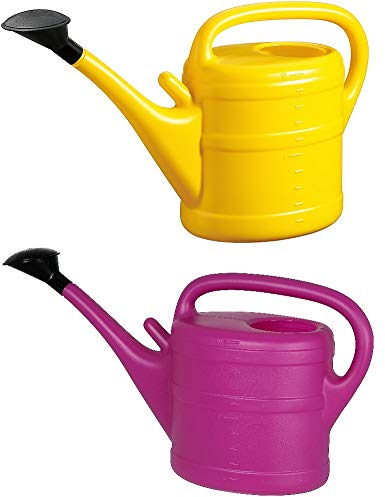 2X Gießkanne 10L GELB + LILA + 1x KÜHLSCHRANKMAGNET! Giesskanne Kunststoff für groß & klein Garten & Zimmerpflanzen Gießkannen Gieskanne Gieskannen 10 Liter Watering Can Gieskannen10Liter lr