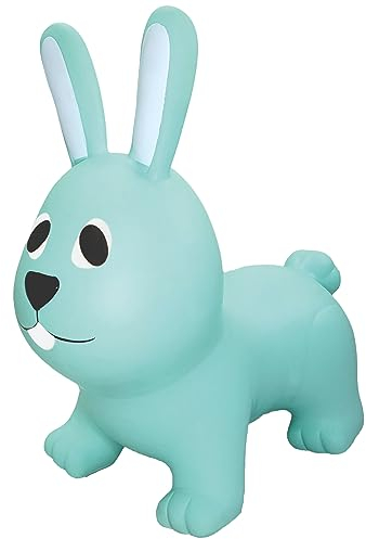 GERARDO'S Toys Jumpy Hüpftier Hase Hellblau ca. 58 cm - Hüpftiere ab 1 Jahr - Aufblasbare Tiere für drinnen & draußen - Inklusive Luftpumpe