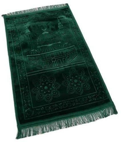 Padded Velvet Prayer Mats 80x120cm (DARK GREEN)