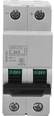 Disjoncteur miniature, commutateur à énergie solaire 16A/32A/63A de disjoncteur à air miniature à basse tension de 1pc 250V CC 2P pour le système de grille de panneaux solaires(32A)