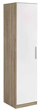 Rauch Möbel Minosa - Armario Zapatero (1 Puerta, Roble Sonoma/Blanco, Incluye Paquete de Accesorios, 6 estantes, 47 x 197 x 41 cm)