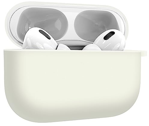 MyGadget Silikon Schutzhülle kompatibel mit Apple AirPods Pro - Hülle Qi kompatibel - Etui Soft Silikonhülle Case Tasche - Weiß