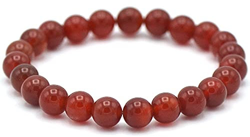 Miracles Minéraux Bracelet perle ronde 8 mm, pierre naturelle, création artisanale française, plus de 80 choix (Cornaline 8 mm)