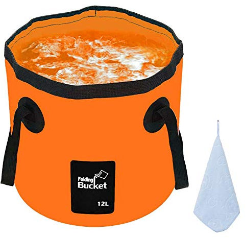 12L 20L Folding Water Bucket, Outdoor Sports Lightweight Portable Collapsible Bucket for Camping Traveling Picnic Hiking Fishing Boating Gardening Car Washing (20L, Orange)