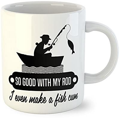 Fishing Gifts for Men | Funny Fishing Mug | Novelty Tea Coffee Mug Presents for Fisherman | Fish Gifts for Him Dad Son Father's Day Christmas Birthday | Ceramic 11 oz | My Rod