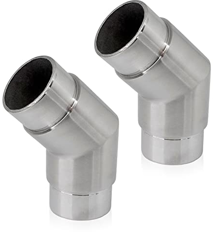 PRIOstahl Eckbogen Rohrbogen Rohrverbinder Steckfitting Eckverbinder Bogen 135 Grad - 2 Stück Ø 42,4 mm für Rundrohre Rohr Handlauf Verbindung zum Stecken Geländerbau Rostfrei aus Edelstahl V2A