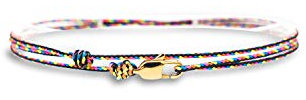 Made by Nami Bracelet de Cheville Fin pour Hommes et Femmes avec Fermoir Mousqueton Artisanal - Bijoux de Surfeur Maritime - Minimaliste en Tissu - 100% Étanche et Réglable (Dark Multi Or)
