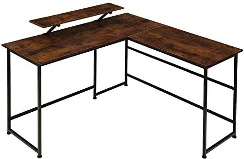 tectake® Industrial Schreibtisch L Form, Eckschreibtisch mit beweglicher Monitor Ablage Schreibtisch, Gaming Tisch 140 x 130 cm, Computertisch für Büro, Office - Industrial Holz hell, Eiche Sonoma