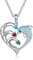 ALBERTBAND Personalisierte Herz Delphin Halskette mit 2-8 Namen Eingravier Geburtsstein Anhänger für Frauen Familienversprechen Halskette zum Valentinstag Schmuck Geschenk (3 names)