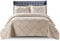 Quilted Bedspread Bed Throws for Room Decor - Quilted Fabric Embossed Striped Pattern Ruffle Design Reversible Quilt Bedspreads Coverlets with Hypoallergenic Pillow Cover (King, Ruffle Beige)