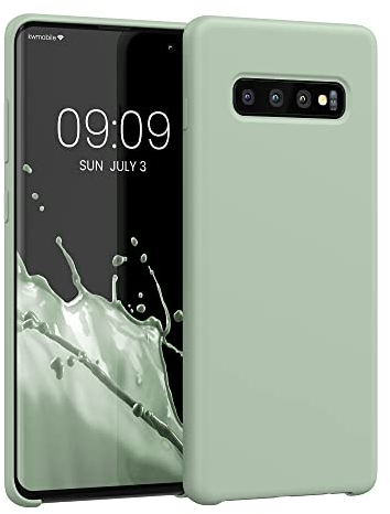 kwmobile Hülle kompatibel mit Samsung Galaxy S10 Plus / S10+ Hülle - Silikon Handy Case - Handyhülle weiche Oberfläche - kabelloses Laden - Graugrün