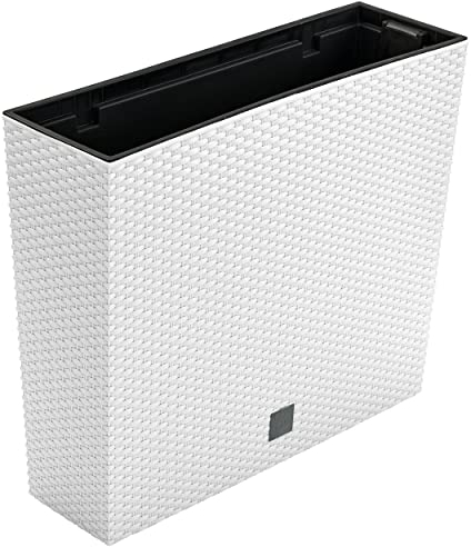 botle Fioriera da balcone, 58 x 18 x 50 cm, colore: bianco effetto rattan
