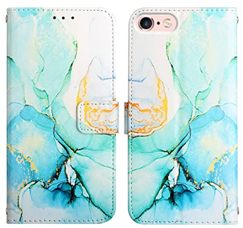 LEMAXELERS iPhone SE 2020 / iPhone 8/7 Phone Case iPhone SE 2020 Cover,Glitter Bling Marble PU Leather Flip Wallet Case Magnetic Stand Card Slot Folio Bumper Case for iPhone 8,YB2 Marble Green