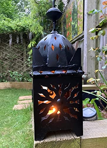 Klassische marokkanische Kerzenlaterne, 70 cm hoch, authentisch, handgemacht, Metalllaterne, handgefertigt in Marrakesch - Fair Trade (XL 70 cm hoch)
