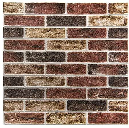 Art3d 10-Pack 52.5 Sq.Ft Faux Brick 3D Wall Panels Peel and Stick in Red Brown, Self Adhesive Waterproof Foam Wallpaper for Bedroom, Bathroom, Kitchen