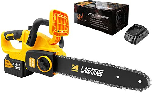 Motosierra a batería, con hoja de 12 pulgadas, motor sin escobillas, batería y cargador de 21 V 4,5 Ah, diámetro máximo de corte 26 cm