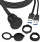QIANRENON Dual USB C to USB 3.0 Threaded Flush Mount Waterproof Cable Adapter, 2 USB 3.0 Male to 2 USB C Female Panel Mount Extension Cable, for Car Boat Truck Yacht Motorcycle, 1m/3.3ft