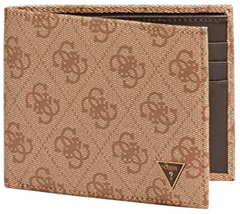 GUESS Men's Vezzola Smart 4G-Logo Bi-Fold Wallet, Beige/Brown