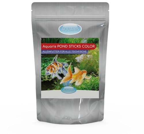 AQUARIS Pond Sticks Color – Teichfutter für Koi, Goldfische & Teichfische im Gartenteich. Schwimmende Sticks mit Spirulina für natürliche Farbverstärkung – 1200 g / 15 L Großpackung Teichfischfutter
